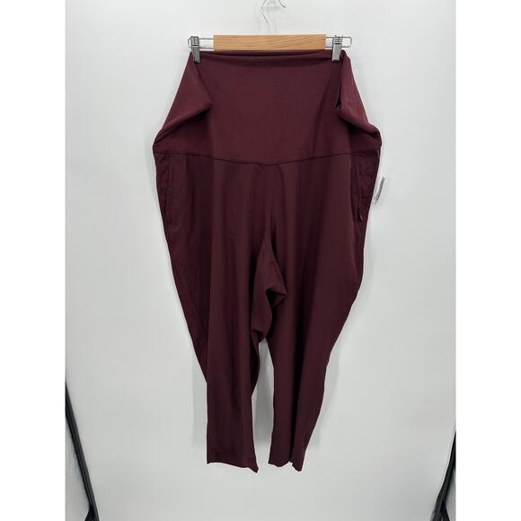 Old Navy Pants Women XXL Burgundy Nylon Stretch Waist StretchTech Active Workout - Picture 1 of 8